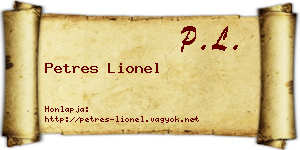 Petres Lionel névjegykártya